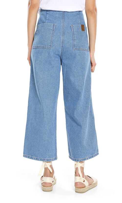 Jeans Culotte Con Botones